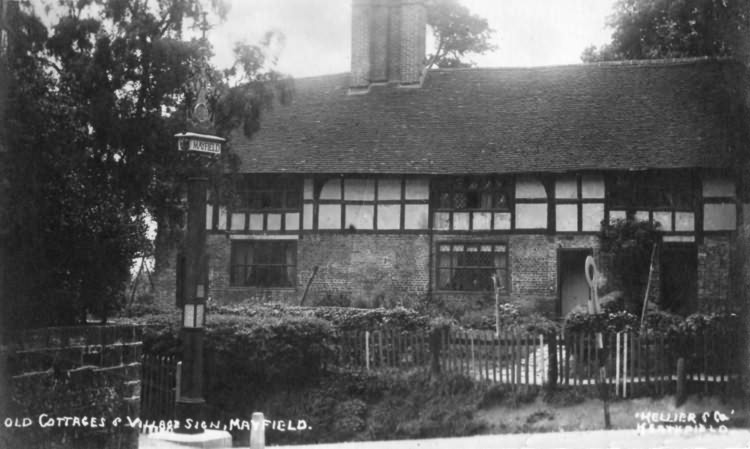 Old Cottages & Village Sign - c 1920