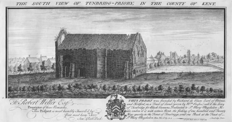 South View of Tonbridge Priory - 1735