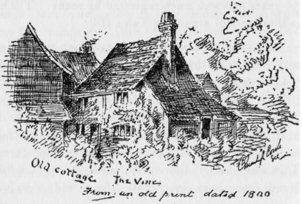 Old Cottage at The Vine from a print of 1800 - 1900