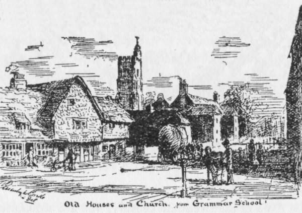 Old Houses and Church, from Grammar School - 1900