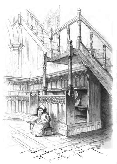 Chancel Stalls, with stairs to the Tower, Echingham Church - 1857