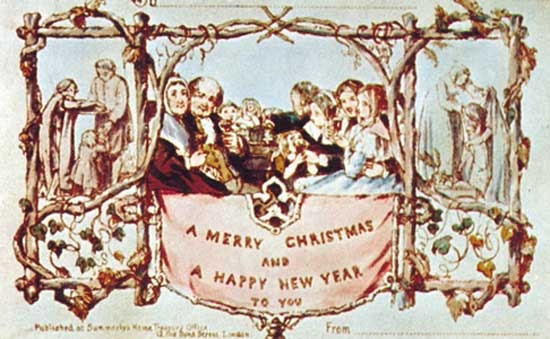 The First Christmas Card (designed for Sir Henry Cole) - 1843