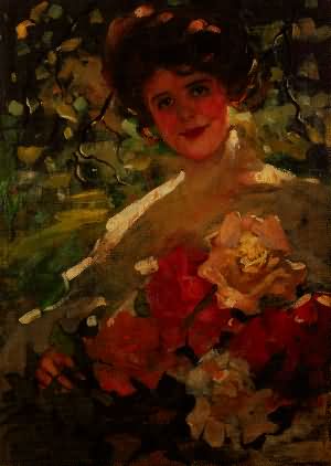 Girl with a Bouquet of Flowers - 1906