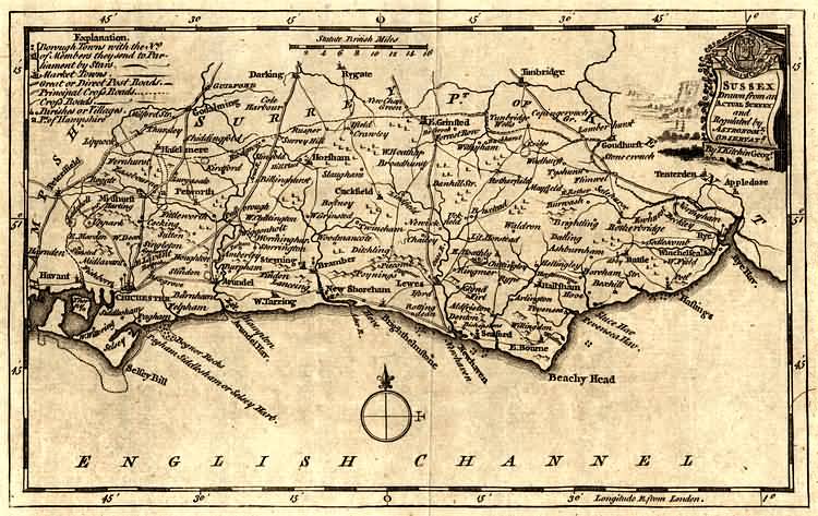 Sussex by Thomas Kitchin - 1750