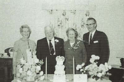The 60th Wedding Anniversary of William and Edith Harman with their daughter Edith and son Eric - 1967