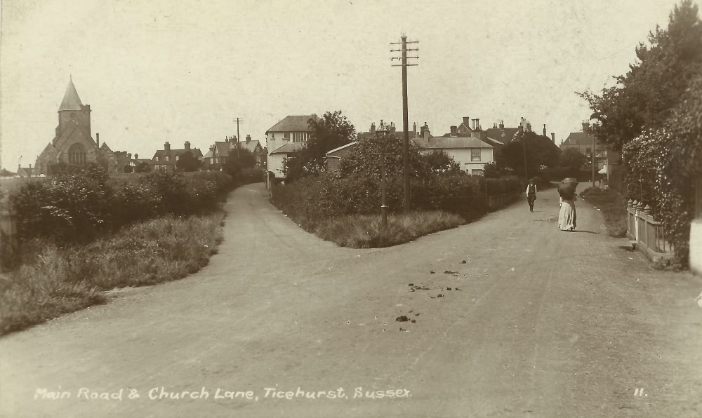Main Road and Church Lane - c 1920