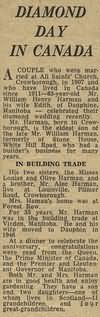 The Diamond Wedding Anniversary of William and Edith Harman from The Sussex & Kent Courier